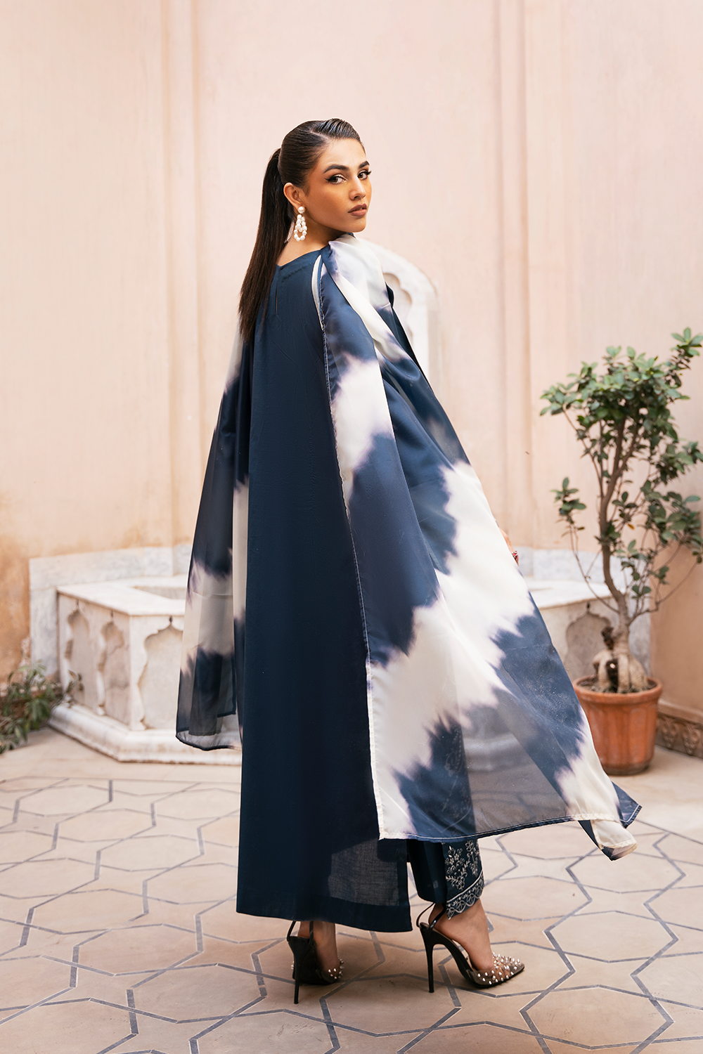 (Blue) "MIZAJ" Embroidered Lawn 3Pc Collection-Esra Fashion