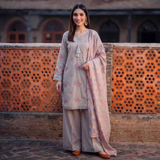UA-267 Embroidered Cambric Cotton 3 Piece Collection by Umnaa