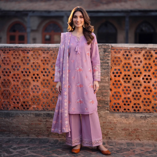 UA-267 Embroidered Cambric Cotton 3 Piece Collection by Umnaa
