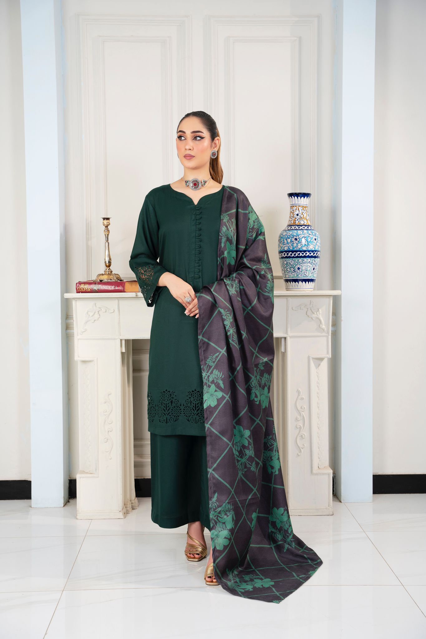 3 PC DHANAK LASERKARI DRESS WITH WOOL SHAWL-RANIYA.h