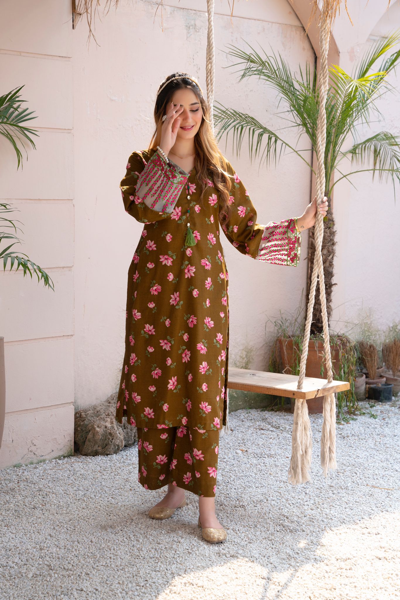 2- Piece Stitched Slub khaddar Outfit By RANIYA.H