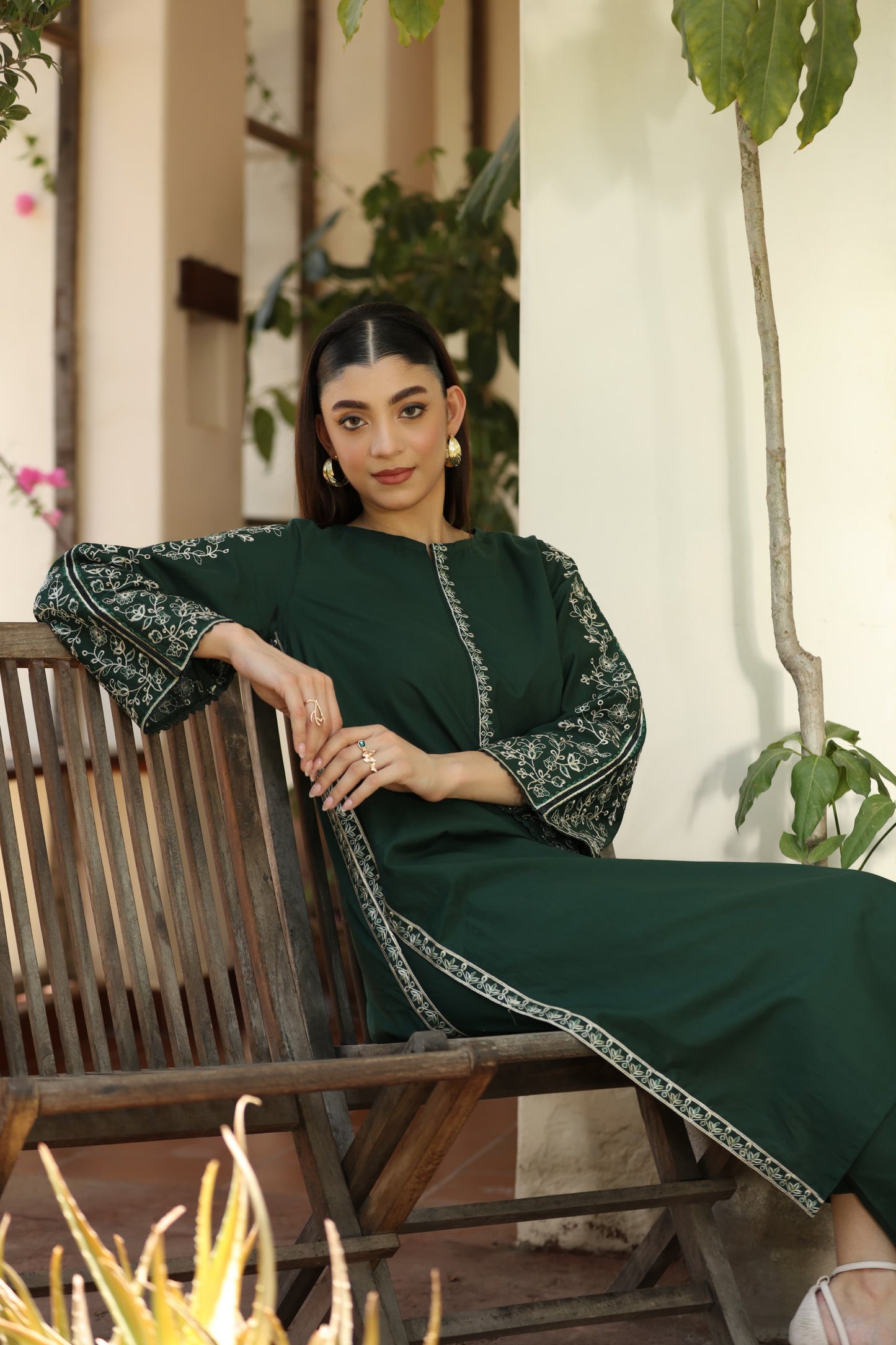 2 Pc Embroidered Cotton Dress - Umnaa