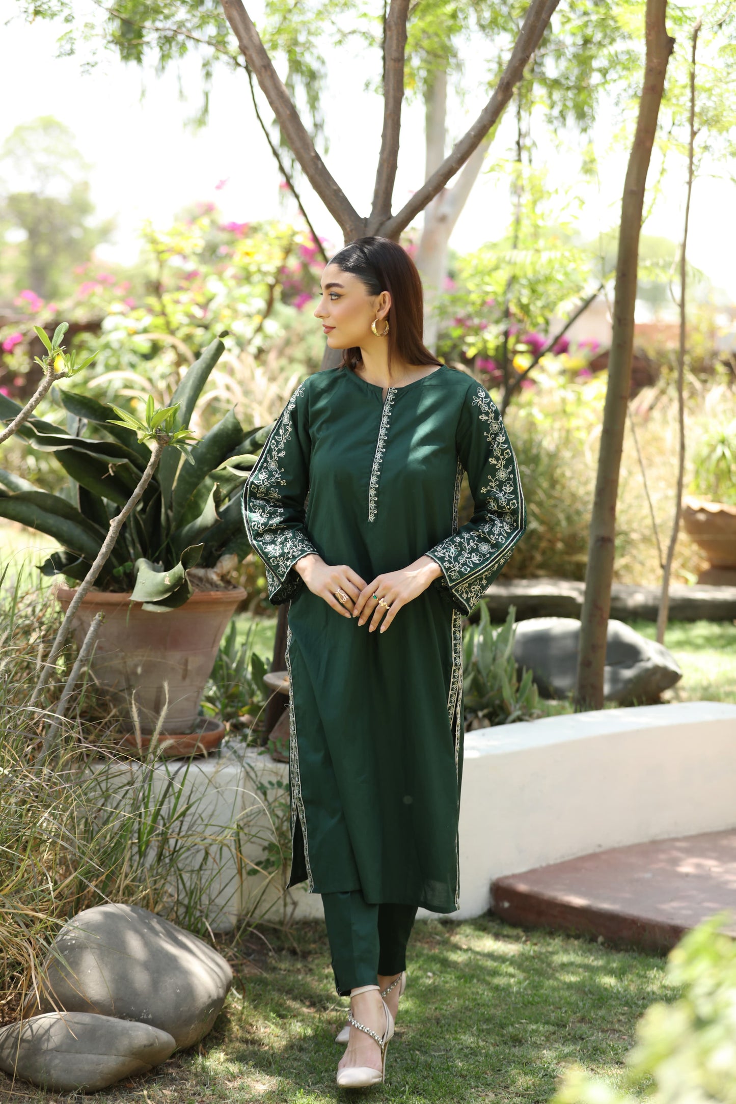 2 Pc Embroidered Cotton Dress - Umnaa