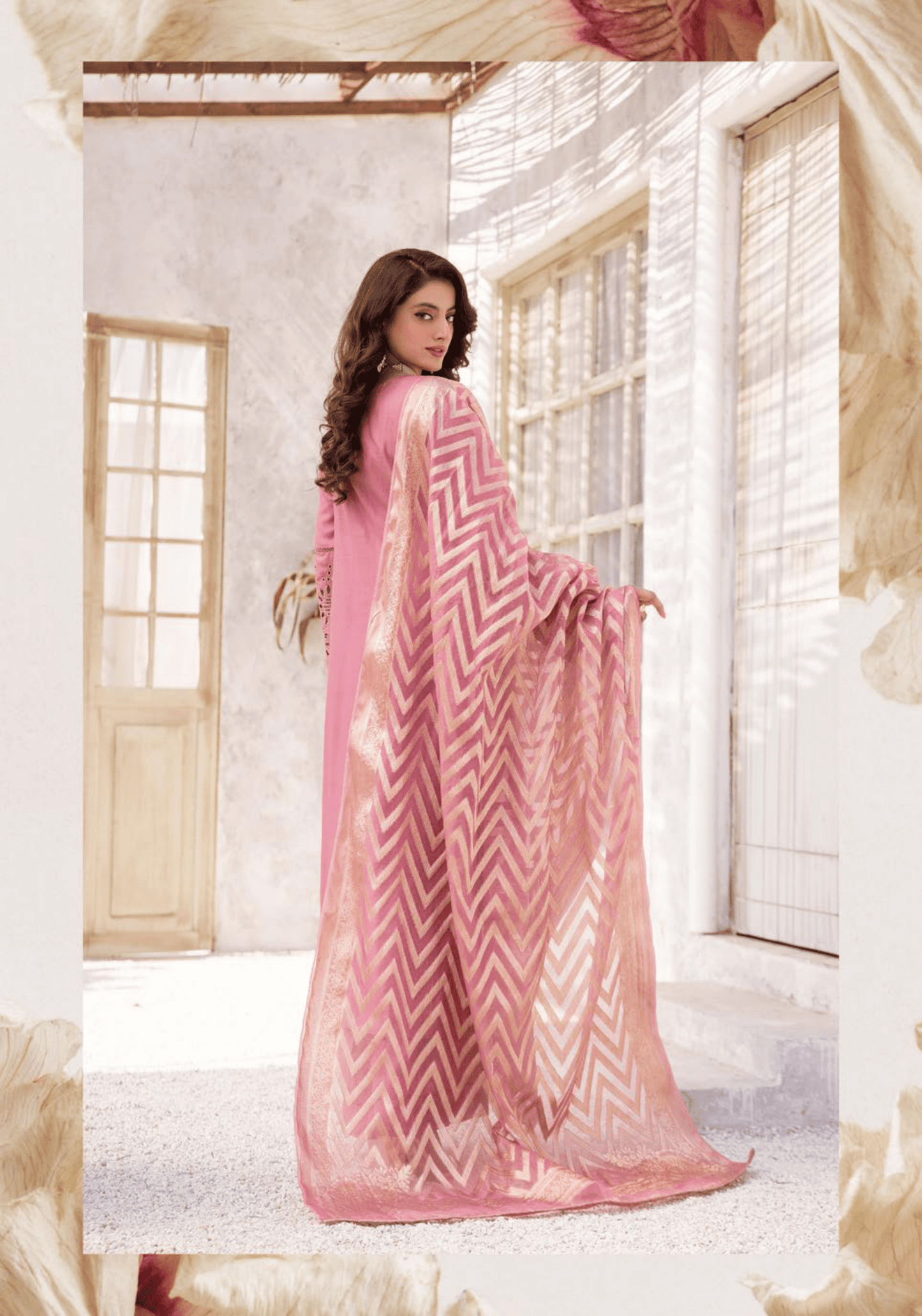 (Pink)"IVY CHICKEN KARI" By SIMRANS | Linen 3pc Readymade