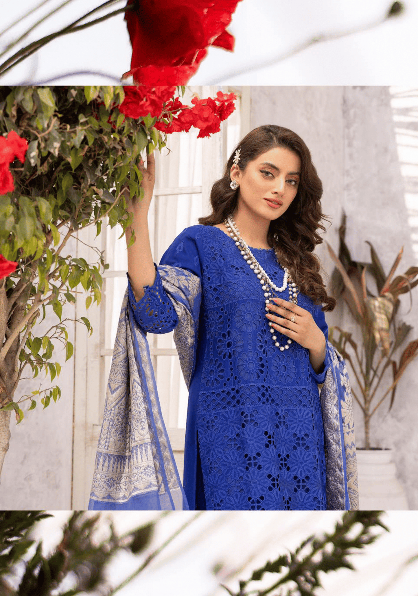 (Persian Blue) "IVY CHICKEN KARI" By SIMRANS | Linen 3pc Readymade
