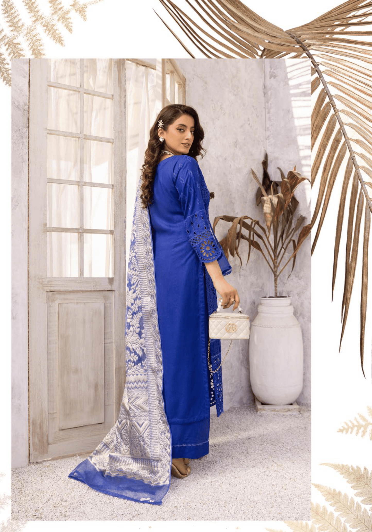 (Persian Blue) "IVY CHICKEN KARI" By SIMRANS | Linen 3pc Readymade