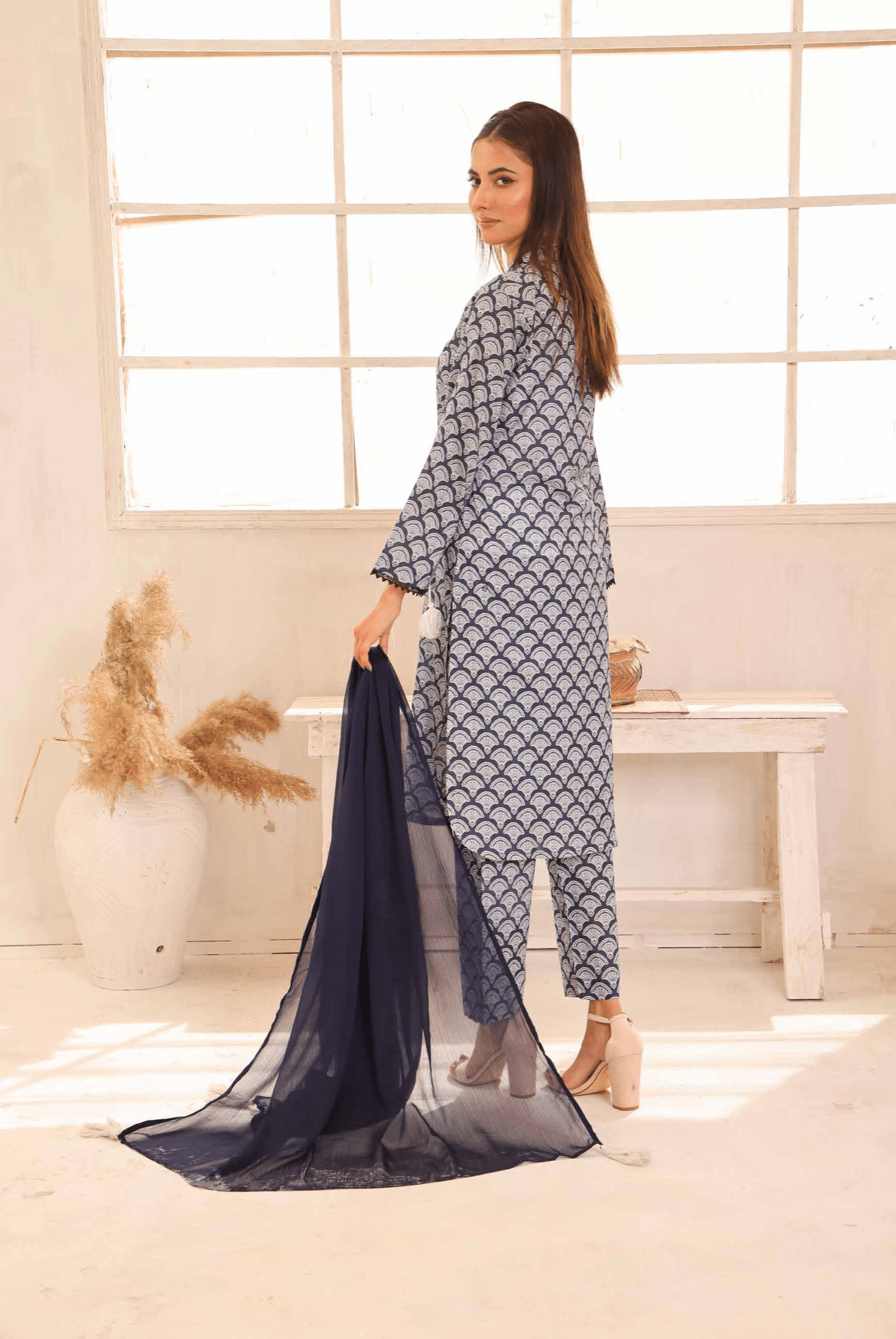 (Black) Printed Lawn 3 Pc Dress By Simrans
