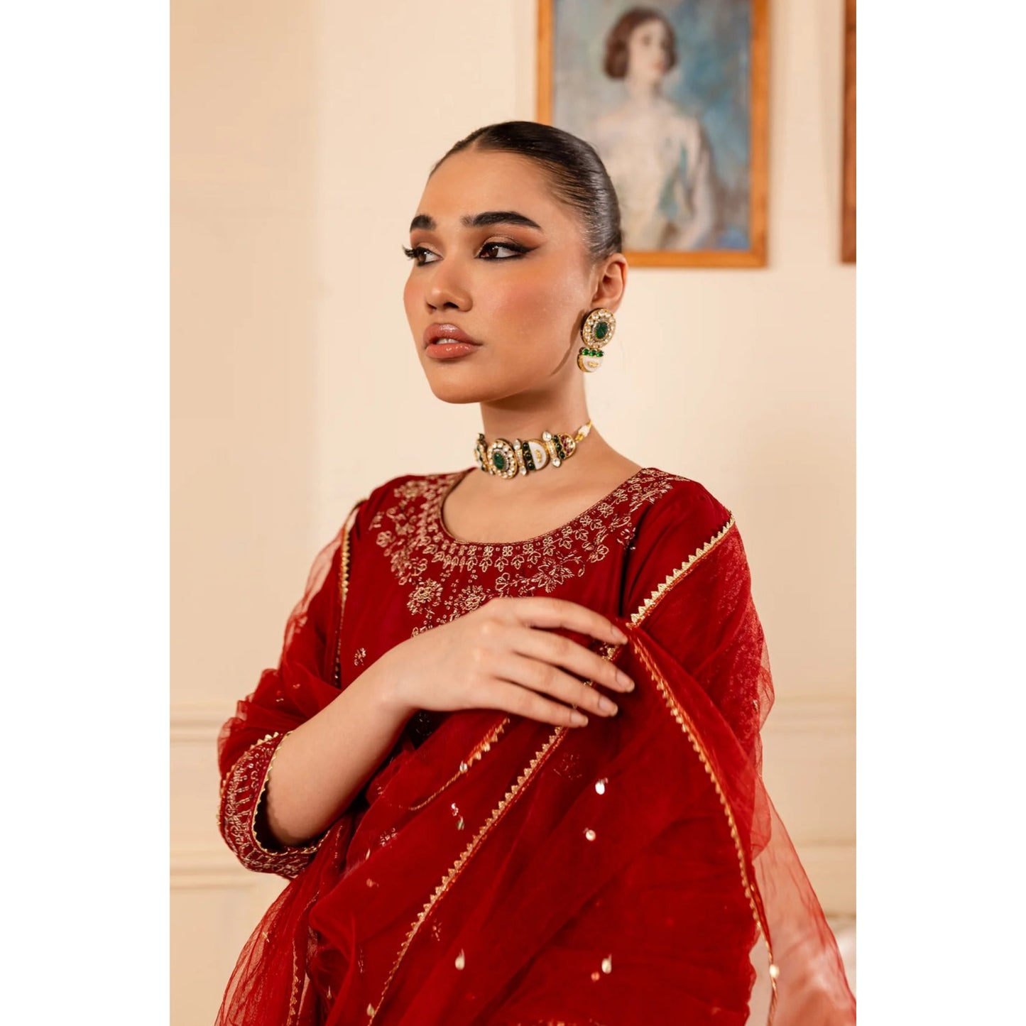 UA-70 (Maroon) 3 Pc Embroidered Cambric Cotton Collection | Ready to Wear | UMNAA
