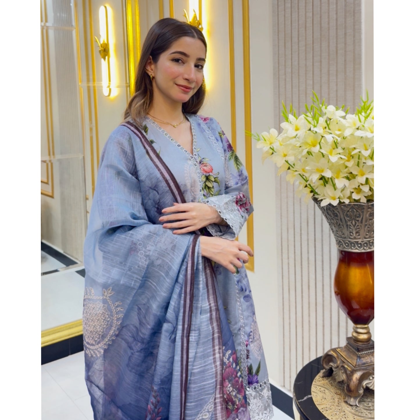 Embroidered Self Jacquard Cotton with trending farshi shalwar 3 Pc Pakistani Dress | Ready to wear | UMNAA