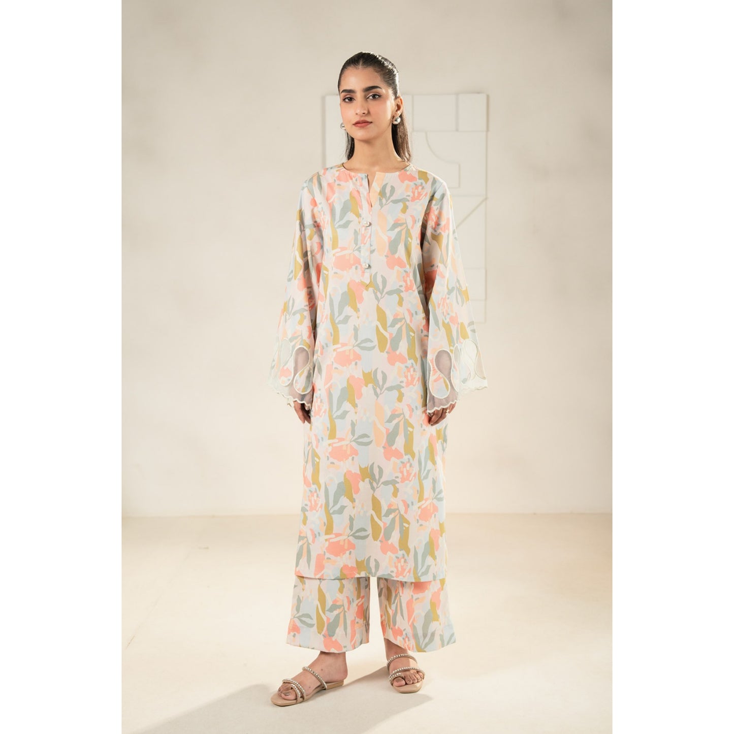 2 Pc Printed Lawn Co-Ords Set ready to wear Dress | Summer Wear | Tana bana