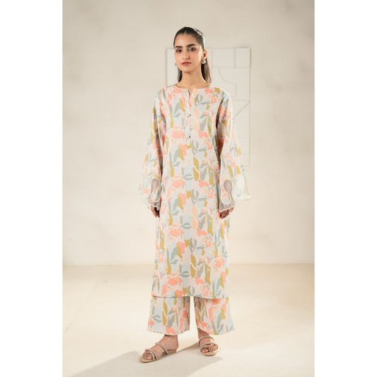 2 Pc Printed Lawn Co-Ords Set ready to wear Dress | Summer Wear | Tana bana