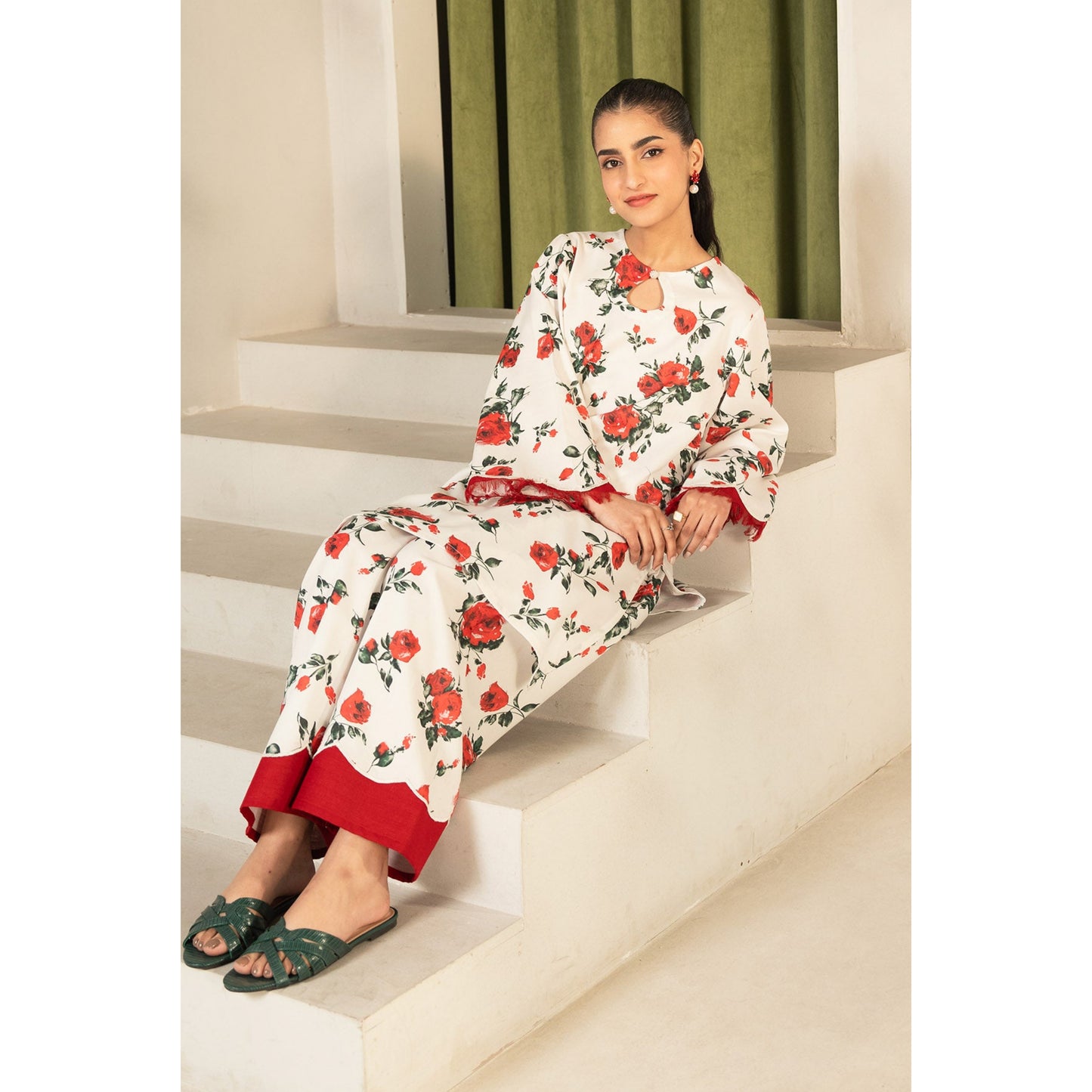2 Pc Printed Lawn Co-Ords Set ready to wear Dress | Summer Wear | Tana bana