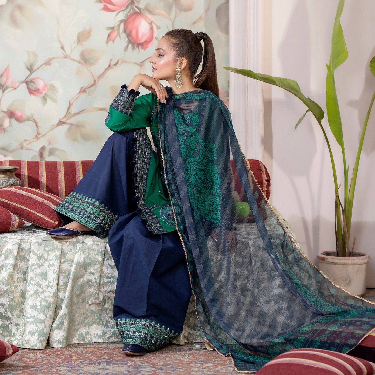KC-1452 Trendy farshi Shalwar Embroidered Cotton Collection Ready to Wear 3 Pc - Karma Collection