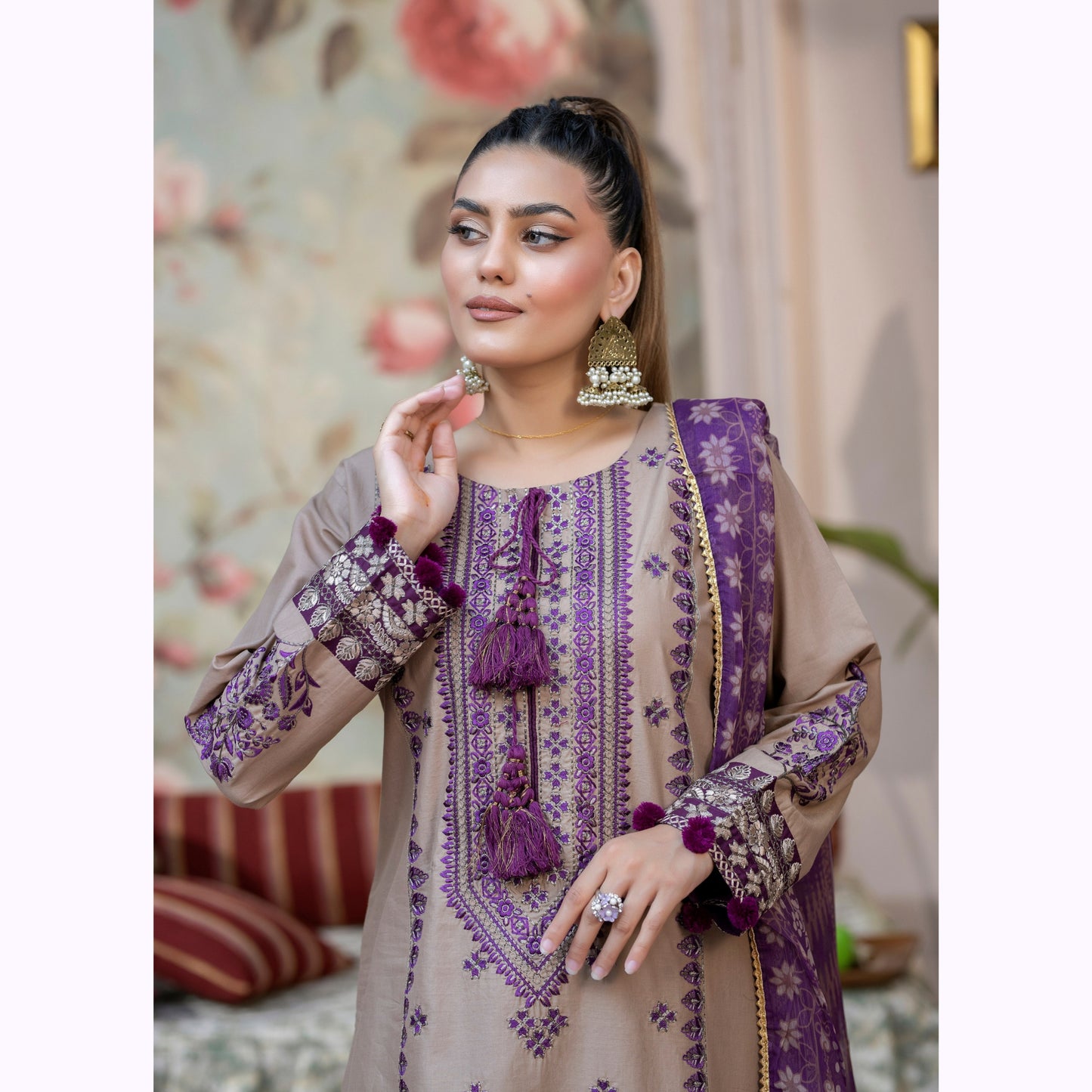 KC-1452 Trendy farshi Shalwar Embroidered Cotton Collection Ready to Wear 3 Pc - Karma Collection