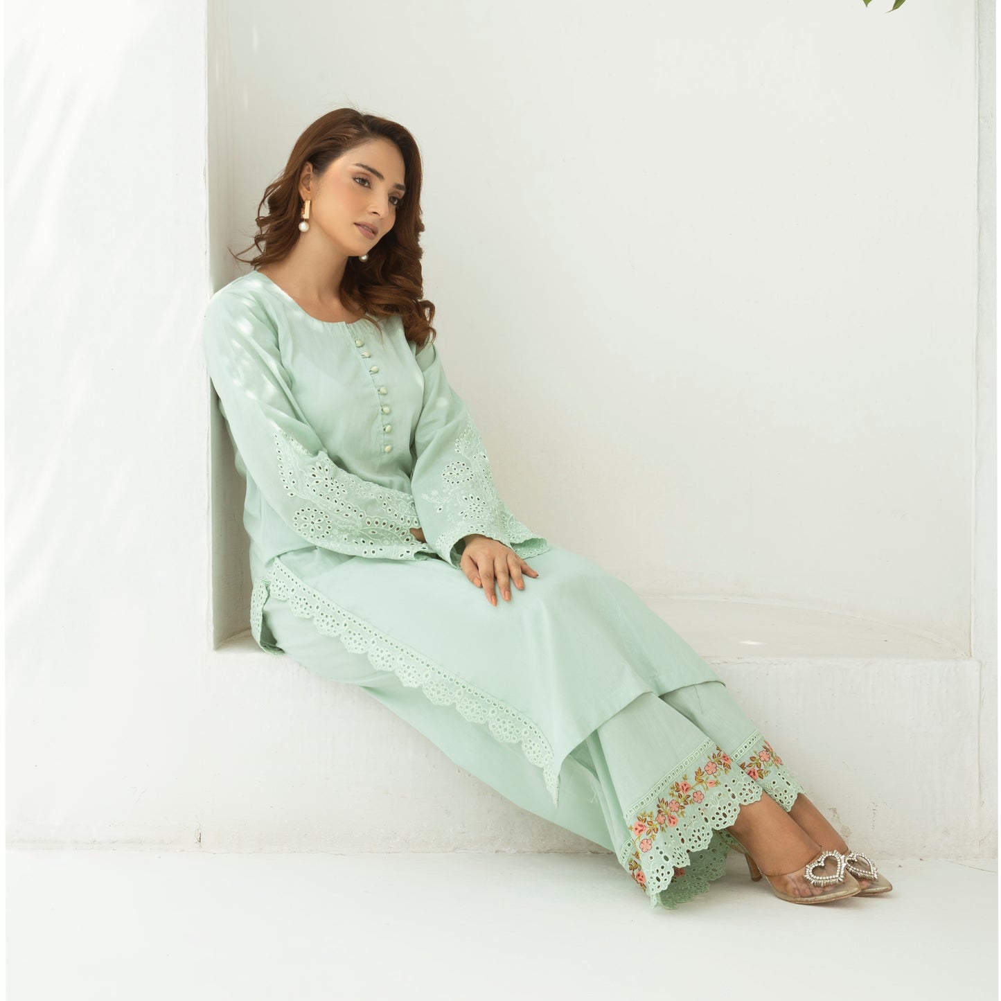 2 Pc Embroidered Cotton Pakistani Co-Ords Set | Summer Wear| Umnaa