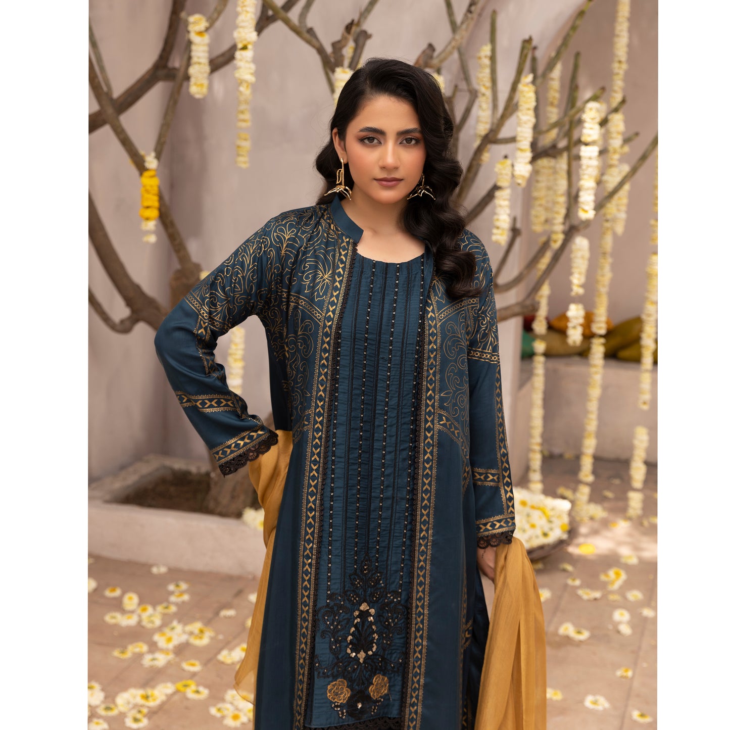 UMS-21 Luxury Embroidered Court Style Arabic Linen Collection | Ready to Wear | Simrans