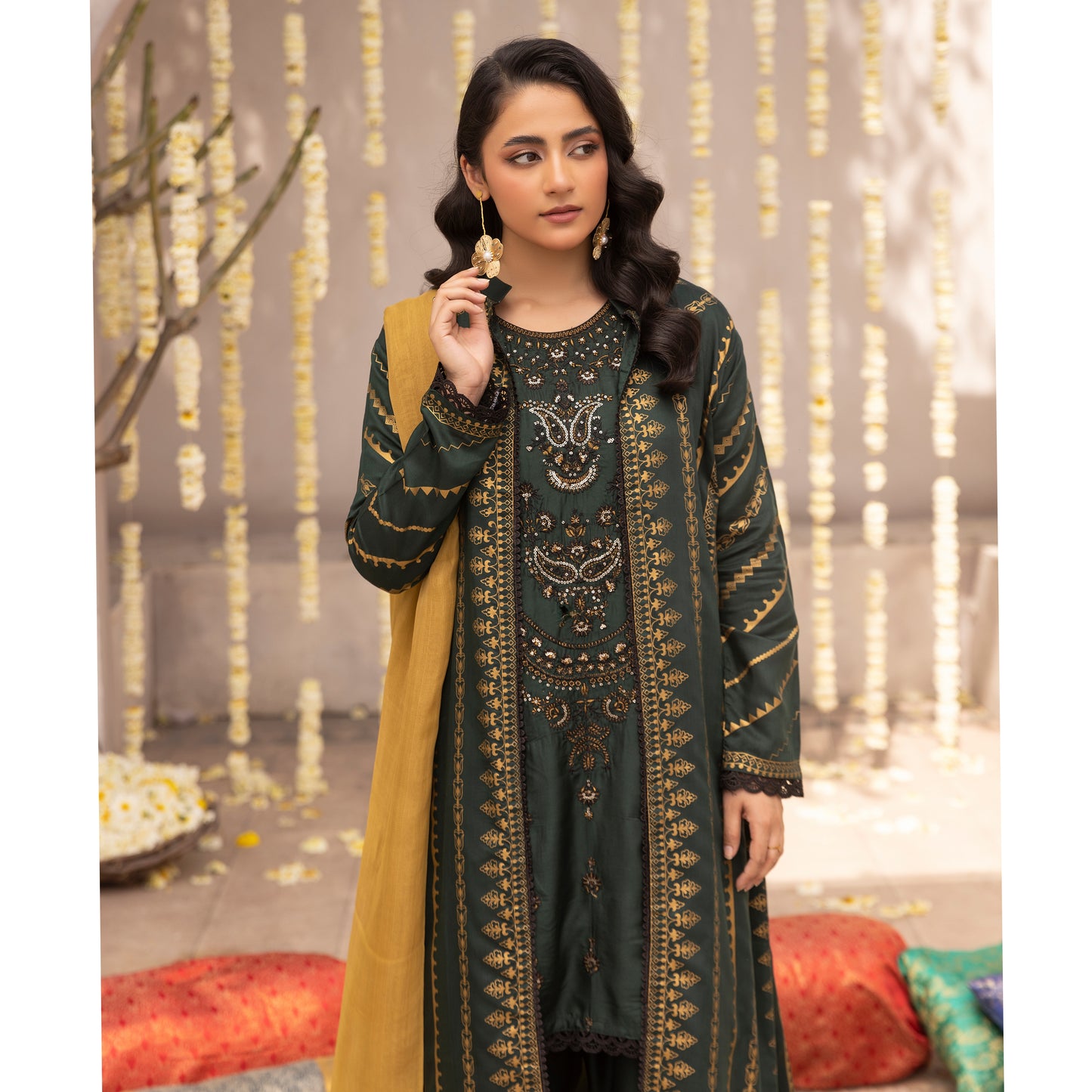 UMS-21 Luxury Embroidered Court Style Arabic Linen Collection | Ready to Wear | Simrans