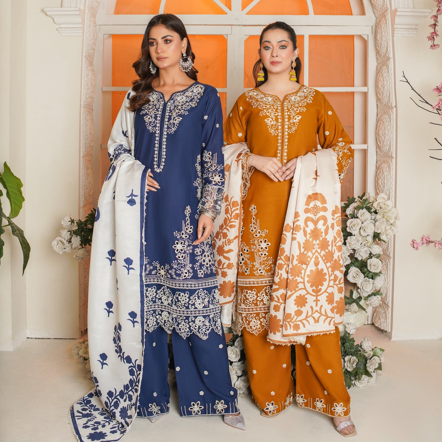 UA-83 Embroidered Cambric Cotton Ready to wear Dress | Umnaa