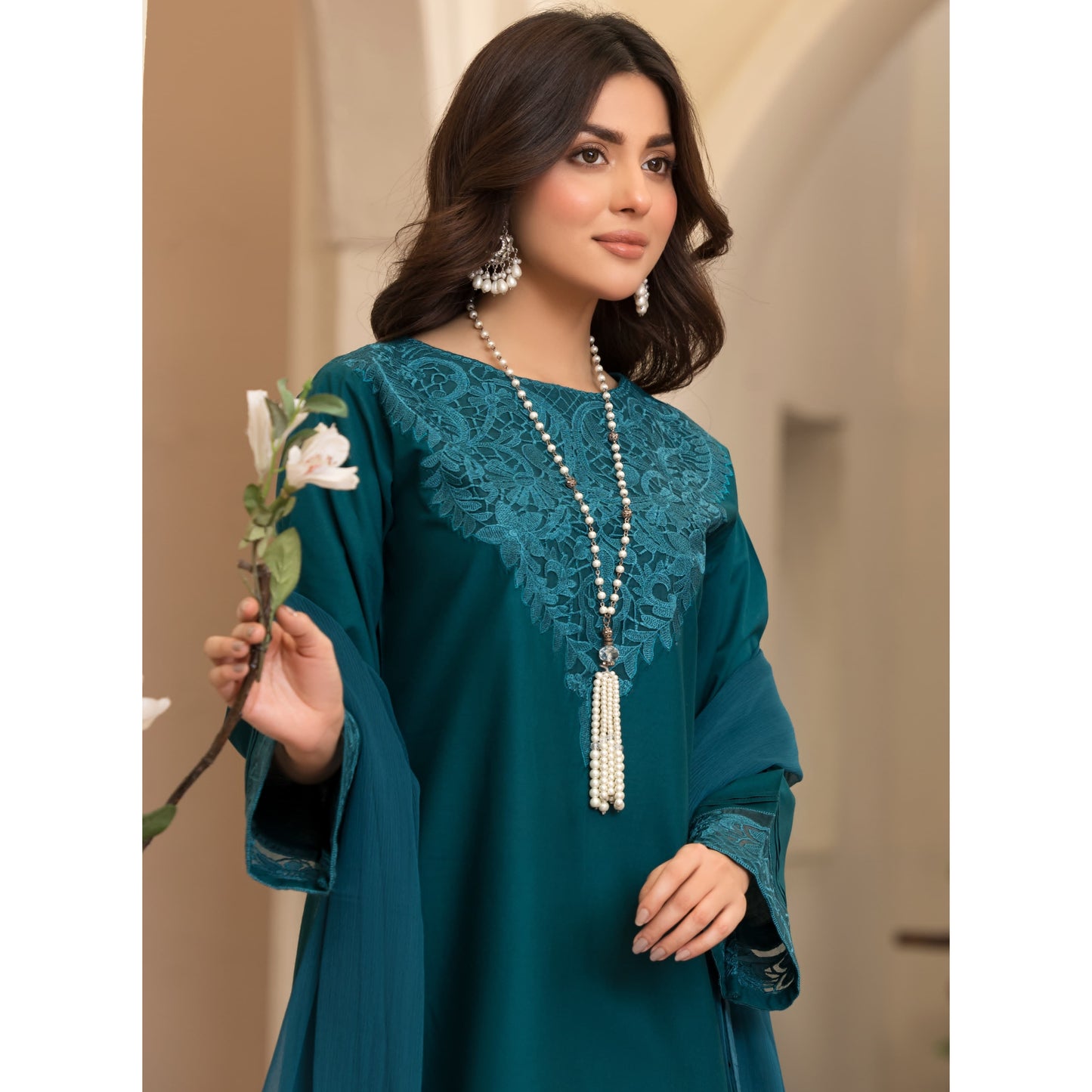 UA-85 (Zinc) Embroidered Cambric Cotton Farshi Shalwar Ready to wear Dress | Umnaa