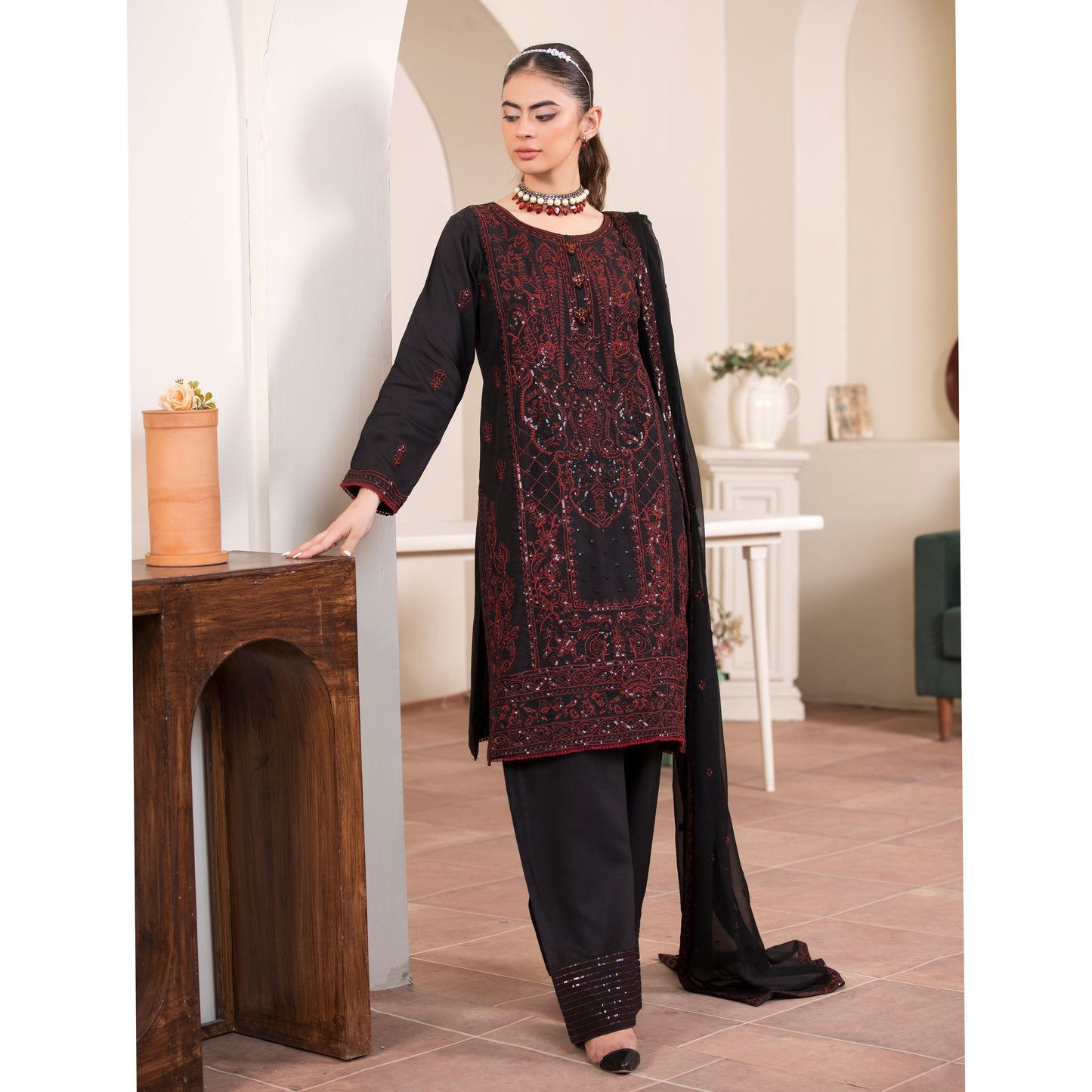 UA-91 Luxury Embroidered Farshi Shalwar Ready to Wear Collection | Umnaa