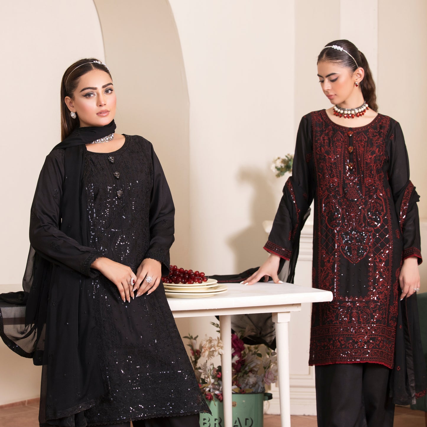 UA-91 Luxury Embroidered Farshi Shalwar Ready to Wear Collection | Umnaa