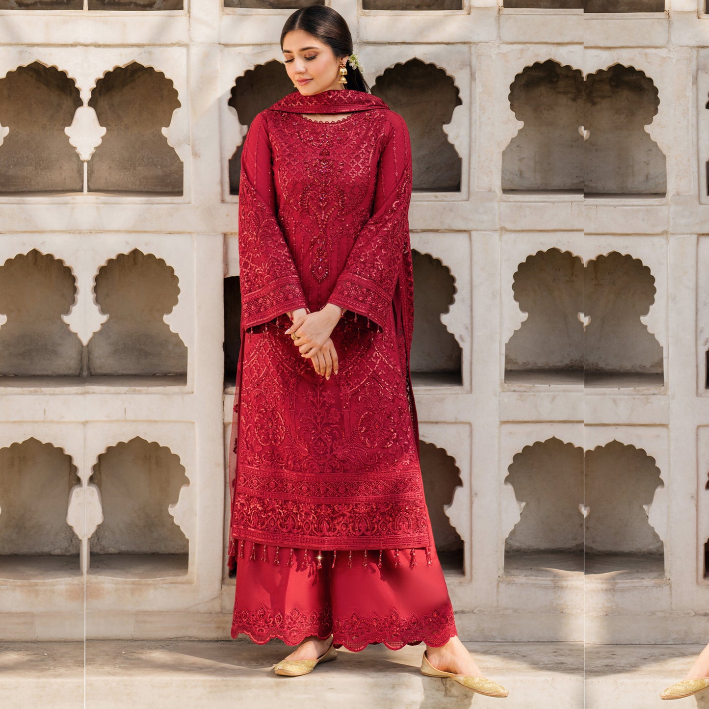 UA-102 IMROZIA inspired Luxury Embroidered Ready to Wear Dress by Umnaa