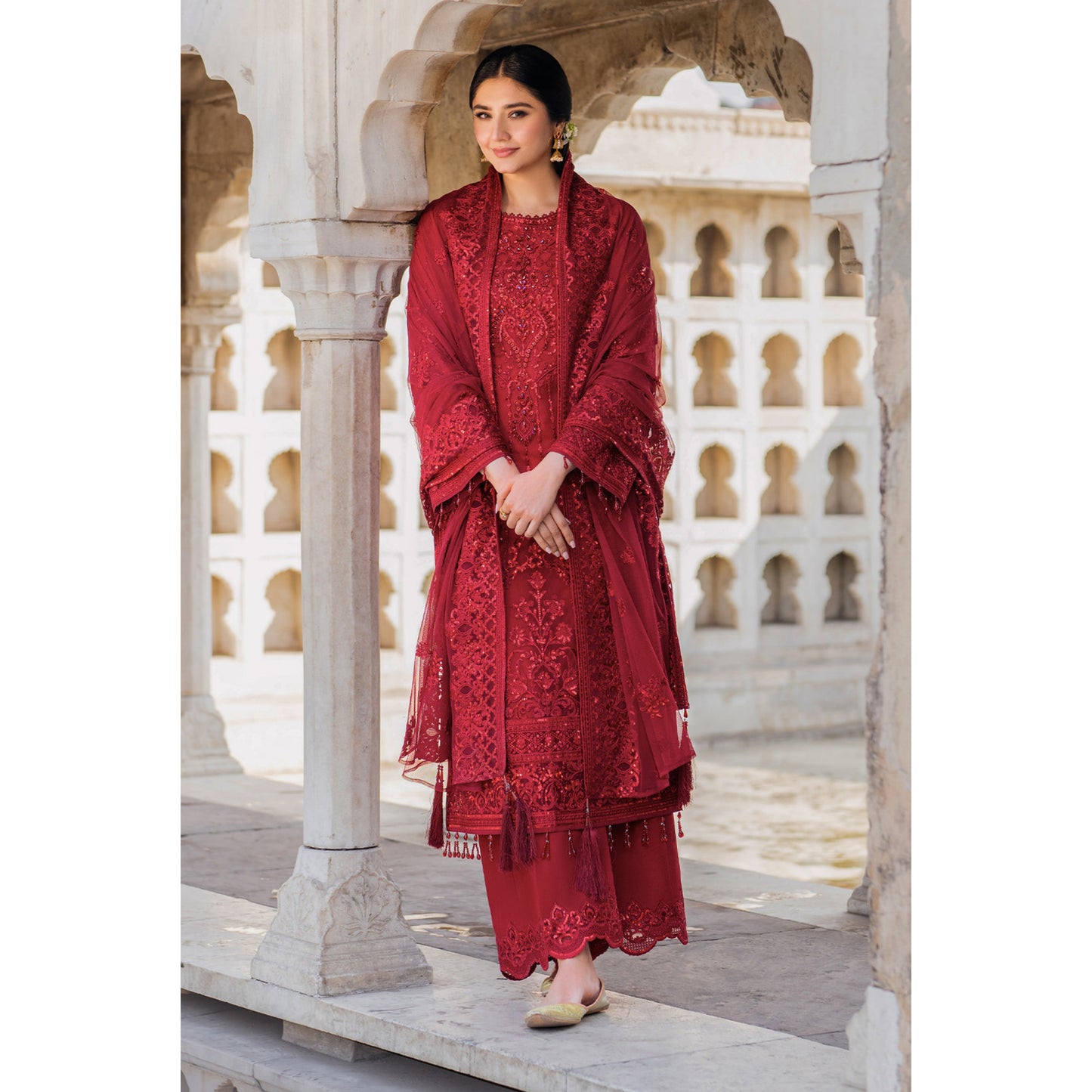 UA-102 IMROZIA inspired Luxury Embroidered Ready to Wear Dress by Umnaa