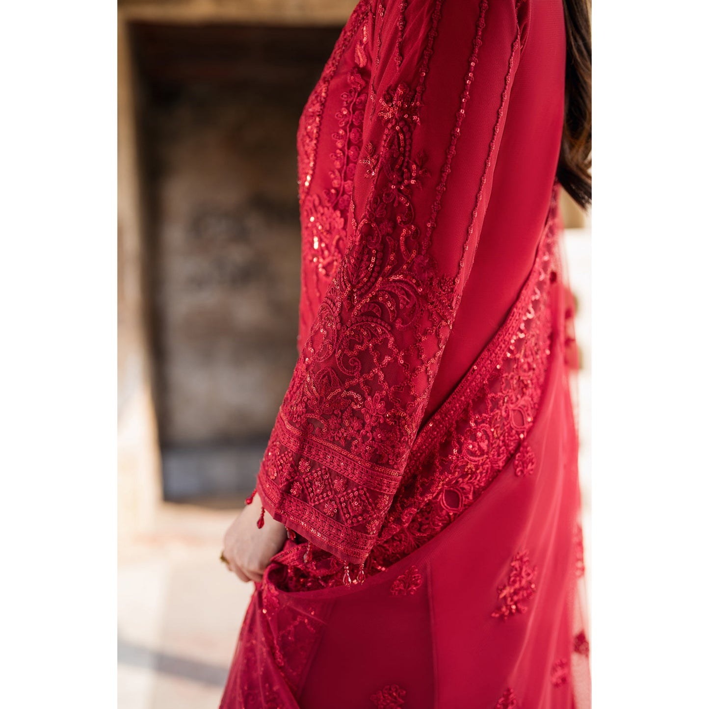 UA-102 IMROZIA inspired Luxury Embroidered Ready to Wear Dress by Umnaa