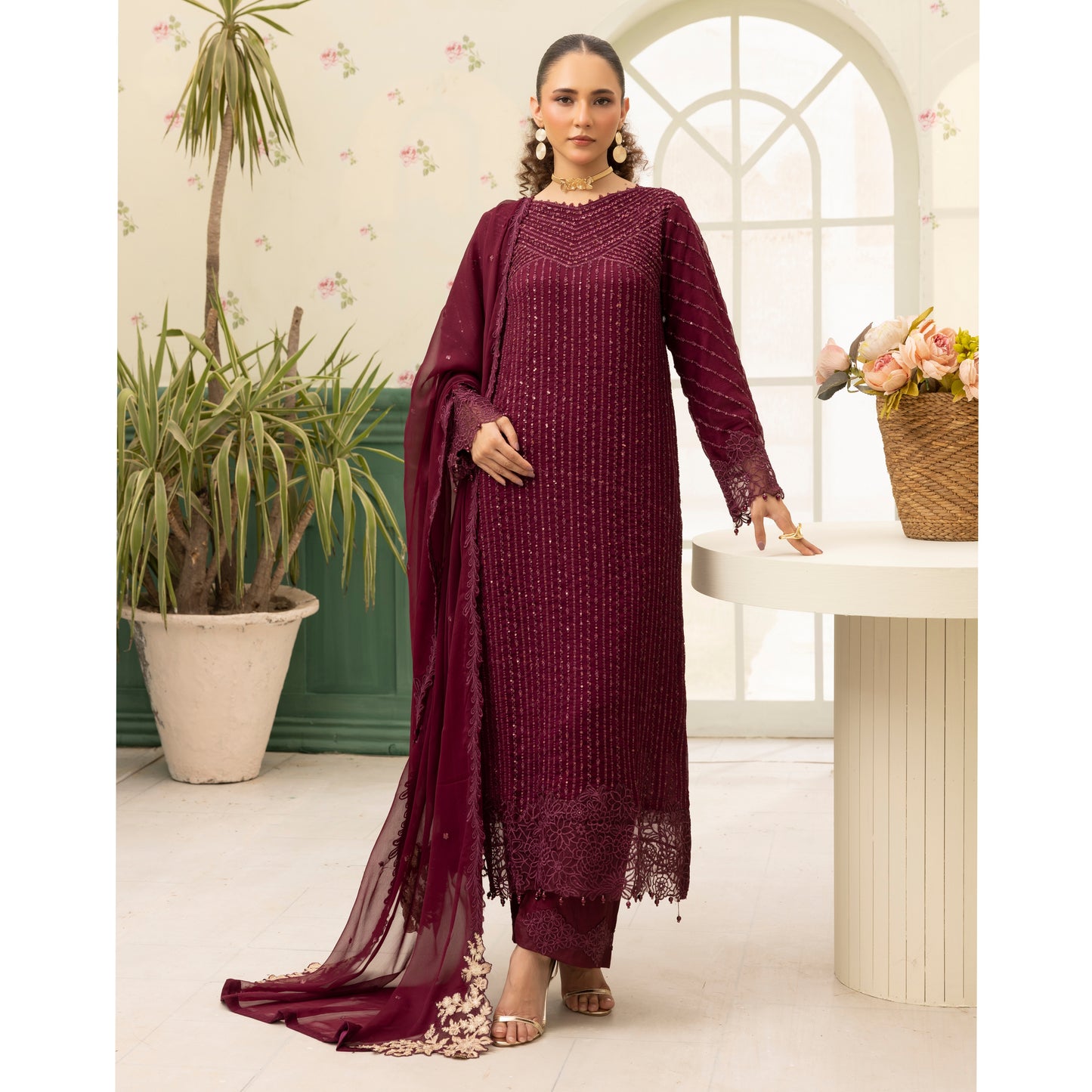 UMS-28 "Azure Lux by Simrans – 3-Piece AZURE Inspired Chiffon Dress Collection