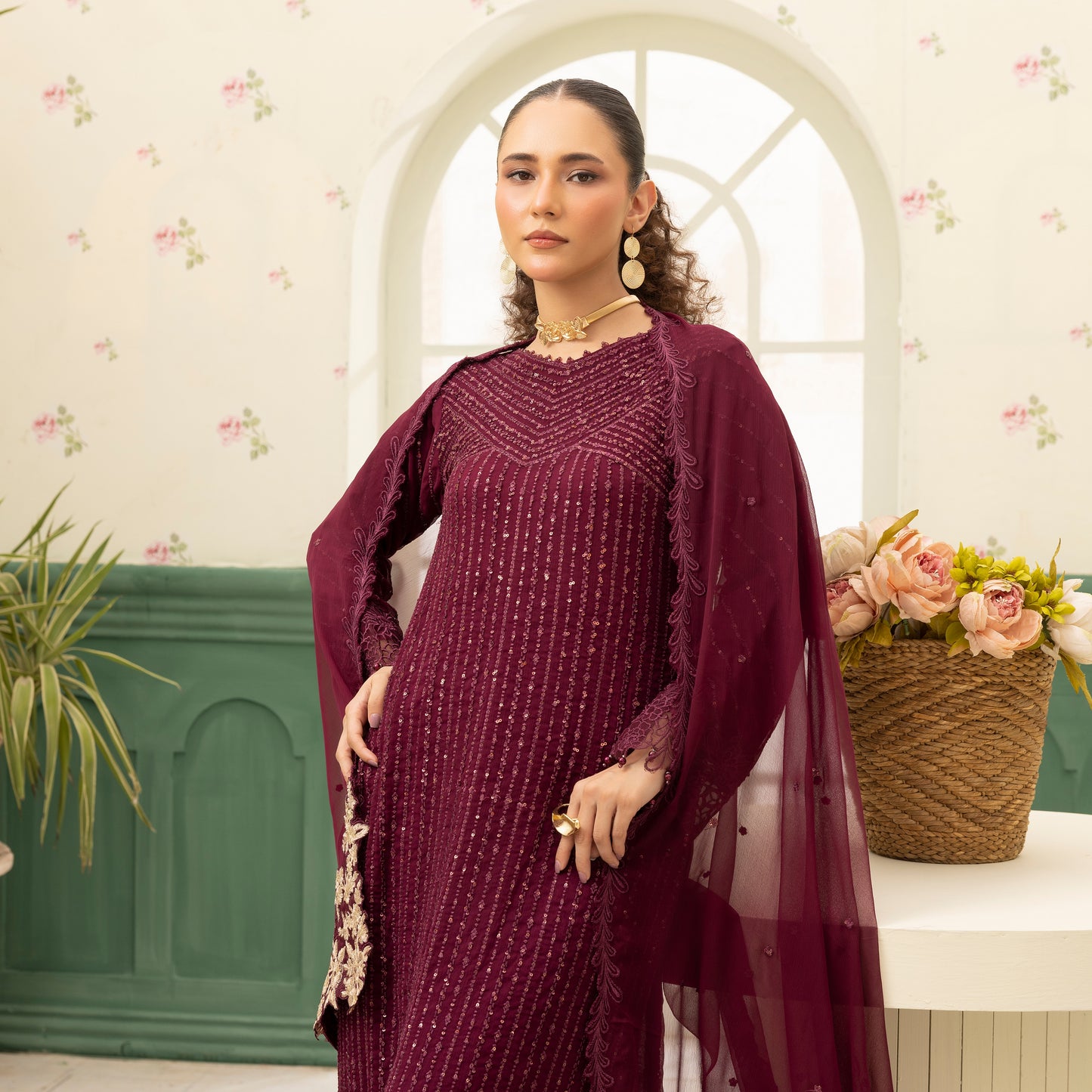 UMS-28 "Azure Lux by Simrans – 3-Piece AZURE Inspired Chiffon Dress Collection