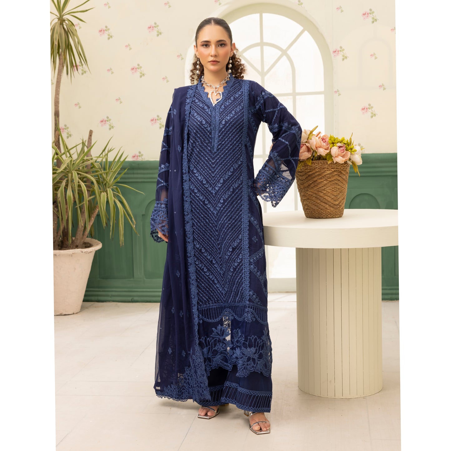 UMS-28 "Azure Lux by Simrans – 3-Piece AZURE Inspired Chiffon Dress Collection
