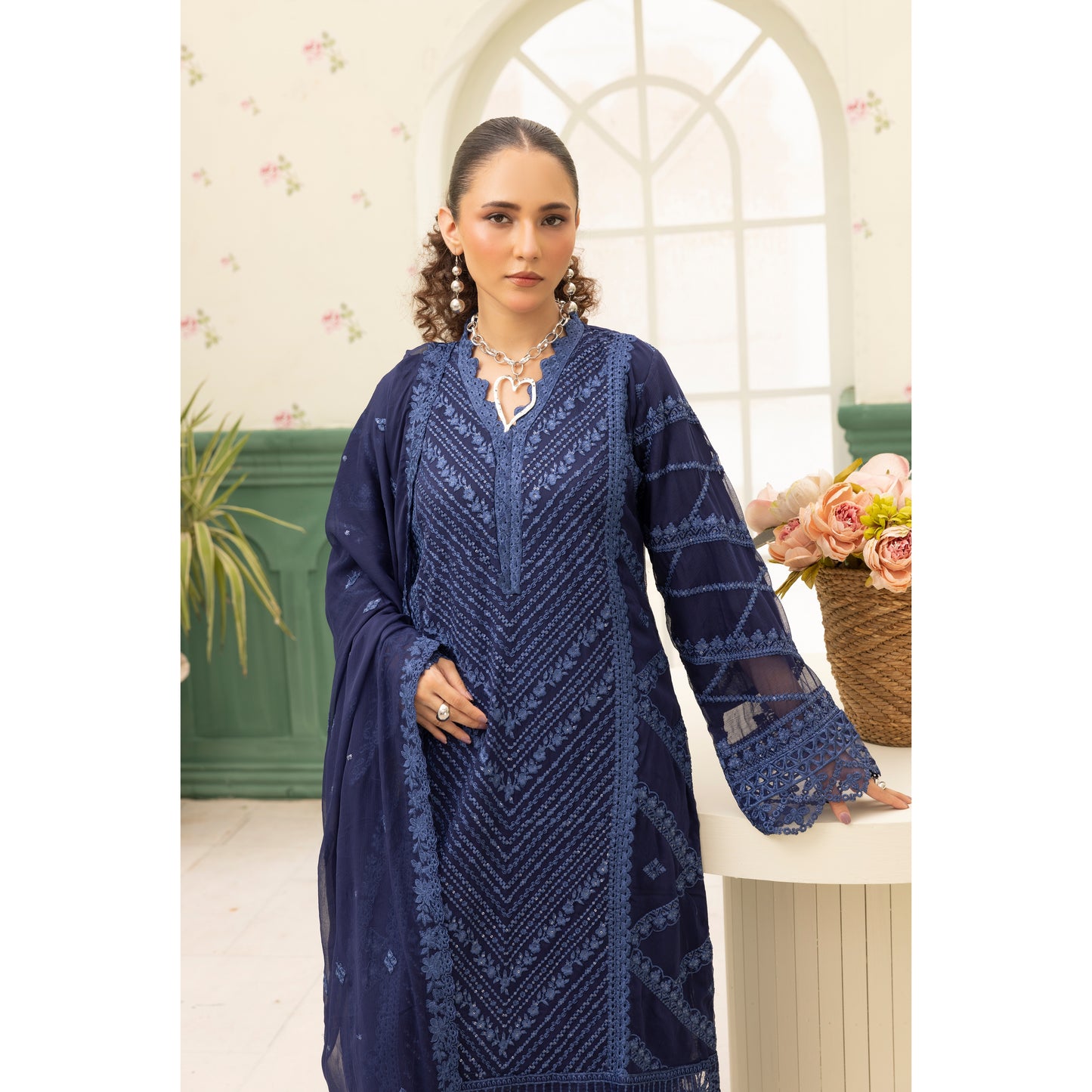 UMS-28 "Azure Lux by Simrans – 3-Piece AZURE Inspired Chiffon Dress Collection