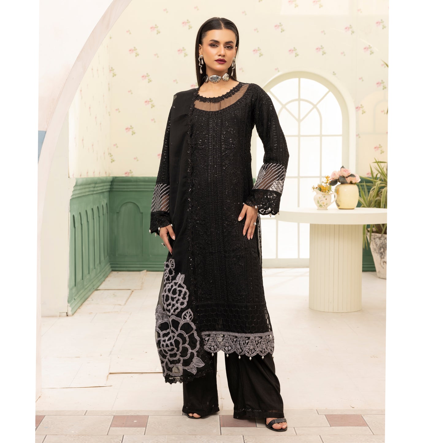 UMS-28 "Azure Lux by Simrans – 3-Piece AZURE Inspired Chiffon Dress Collection