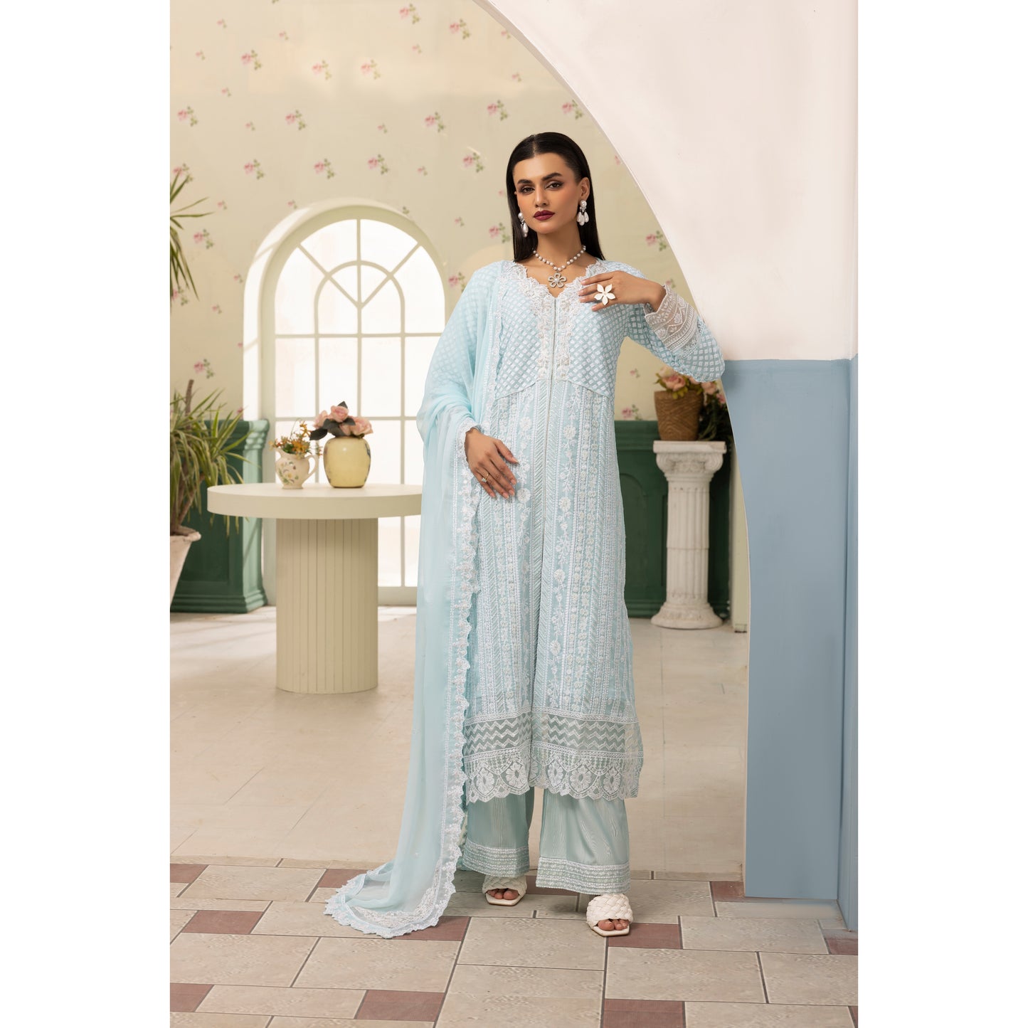 UMS-28 "Azure Lux by Simrans – 3-Piece AZURE Inspired Chiffon Dress Collection