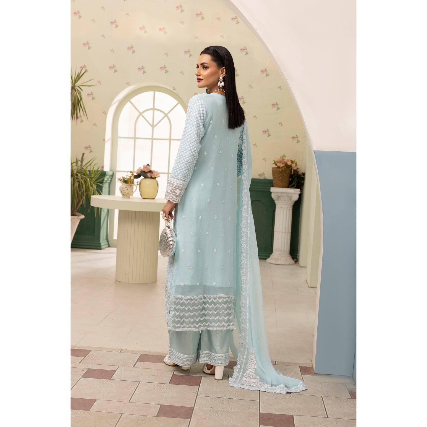 UMS-28 "Azure Lux by Simrans – 3-Piece AZURE Inspired Chiffon Dress Collection