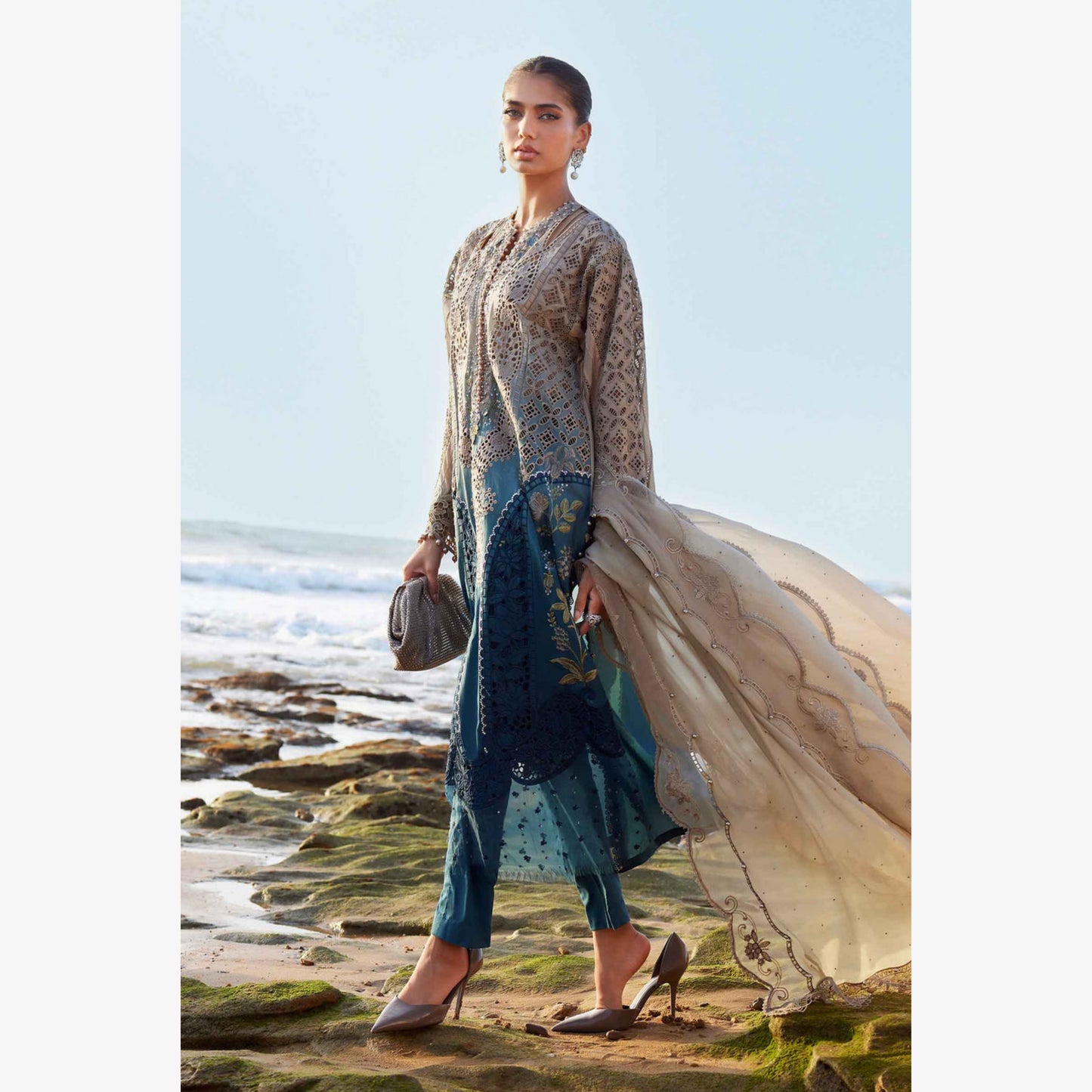 UMS-31 Luxury MARIA.B inspired Embroidered Ready to Wear 3 Pc Dress by Simrans