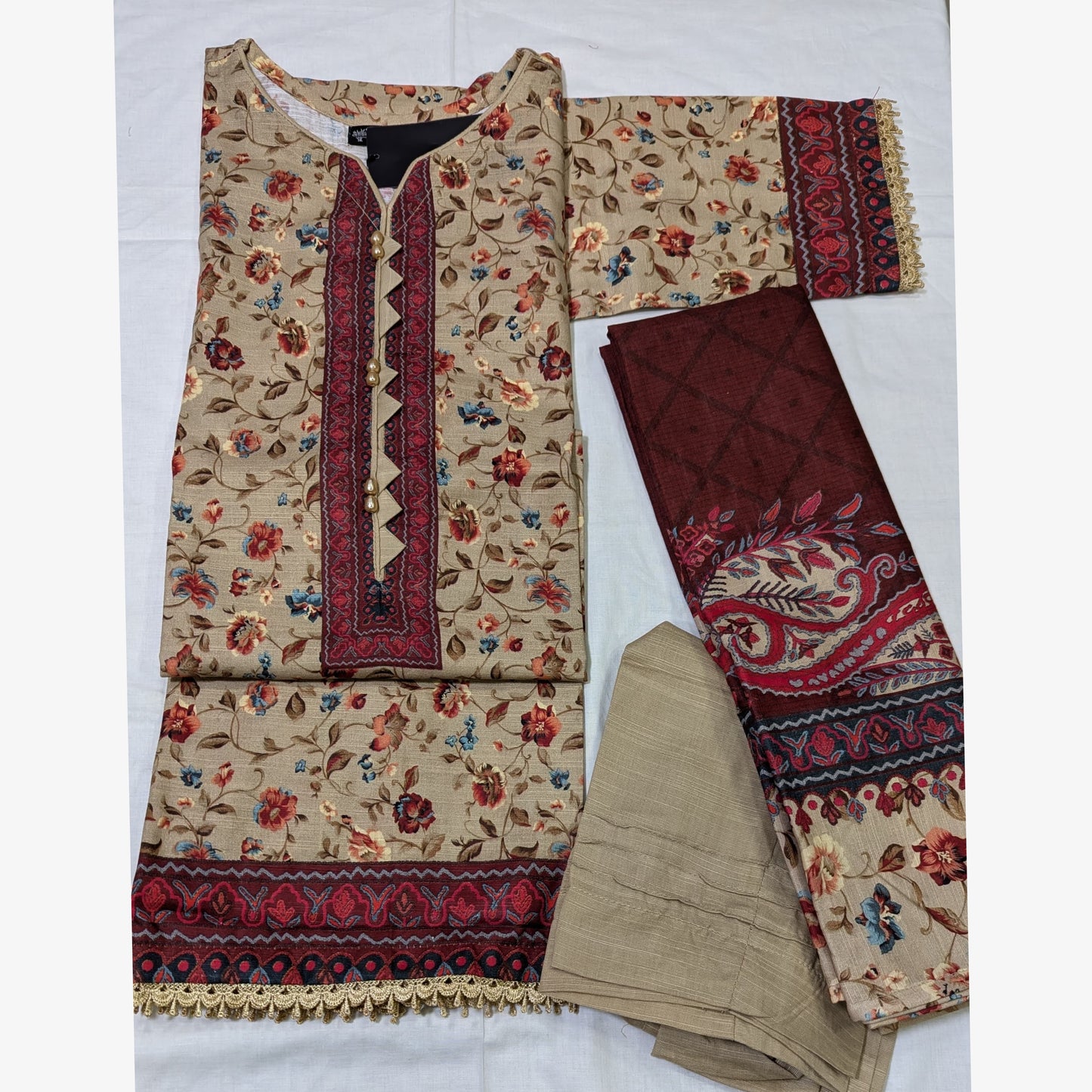 USN-15 Printed Khaddar 3 Pc Collection Set by Saphron