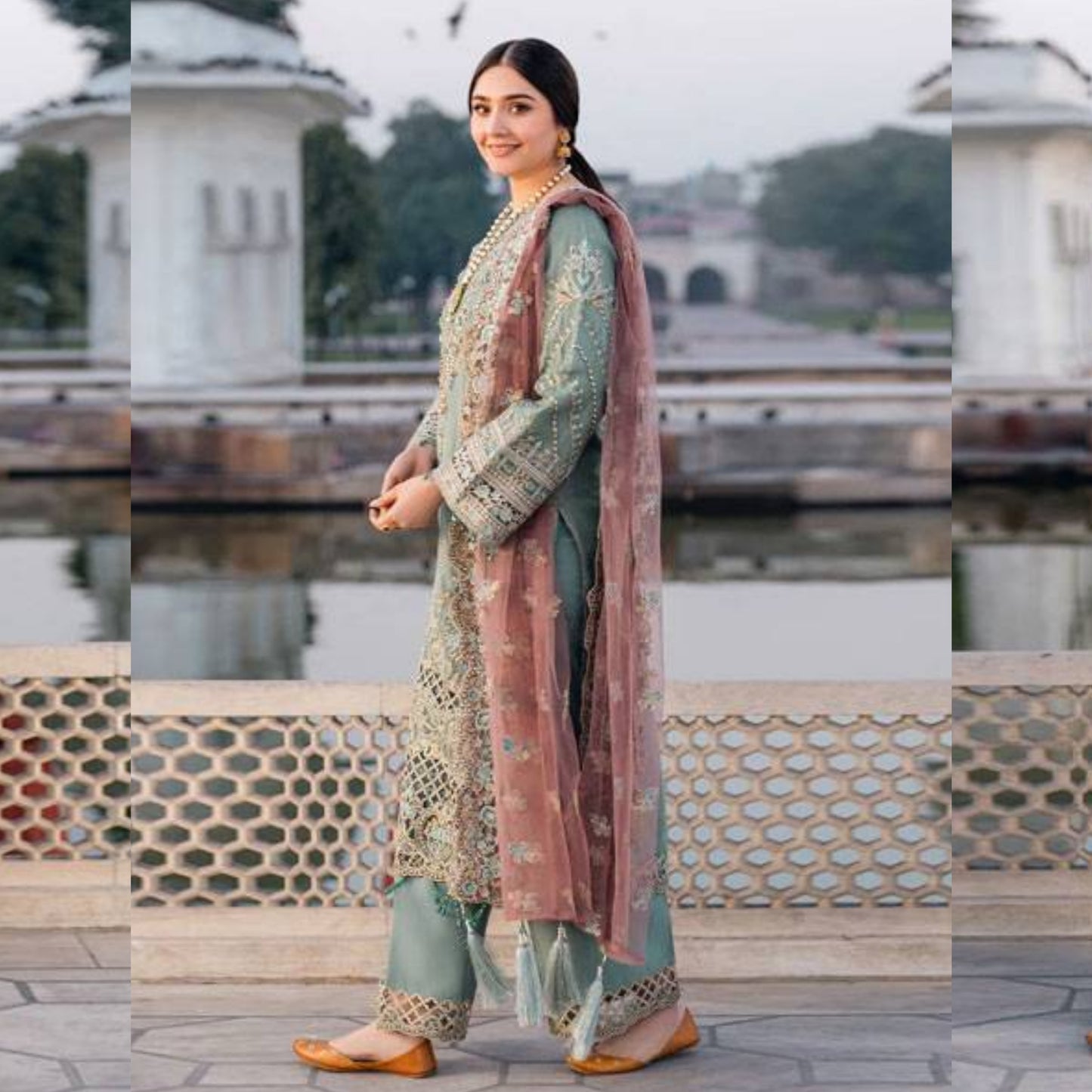 UA-111 IMROZIA inspired Luxury Embroidered Ready to Wear Dress by Umnaa