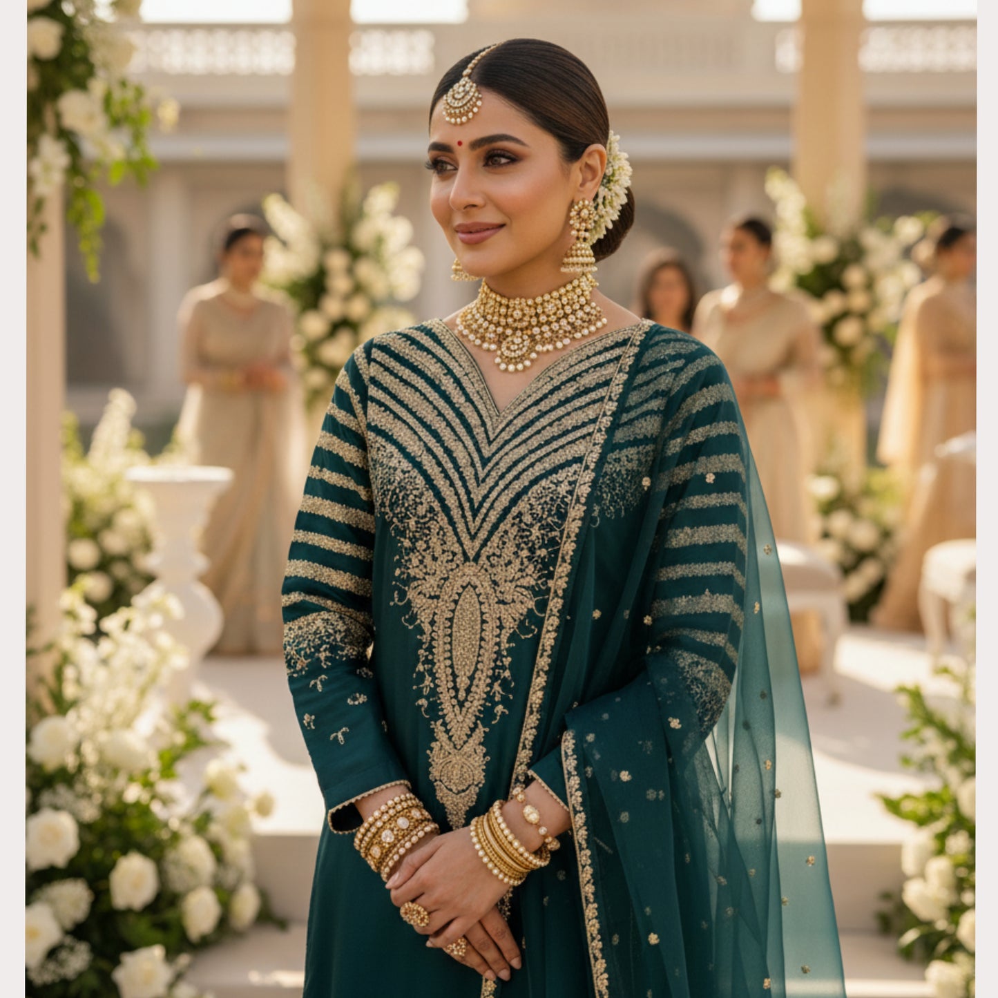 UA-122 Luxury Embroidered Viscose Linen 3 Pc Party Wear Collection