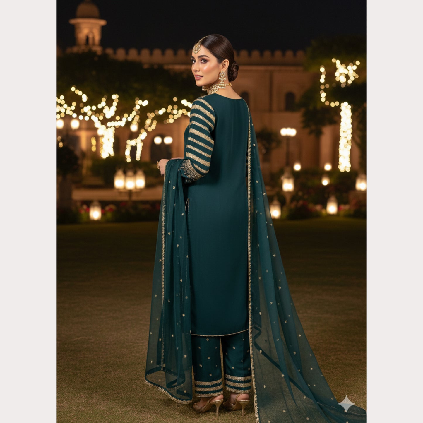 UA-122 Luxury Embroidered Viscose Linen 3 Pc Party Wear Collection