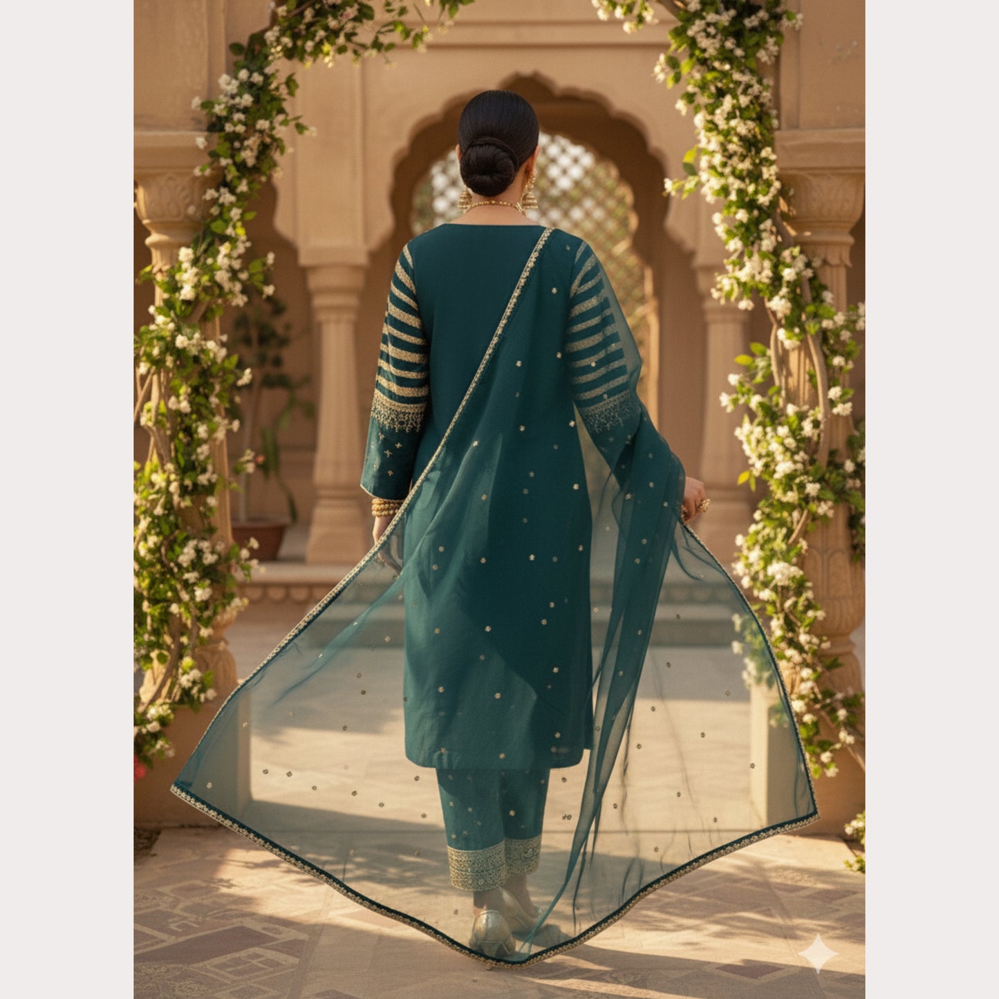 UA-122 Luxury Embroidered Viscose Linen 3 Pc Party Wear Collection