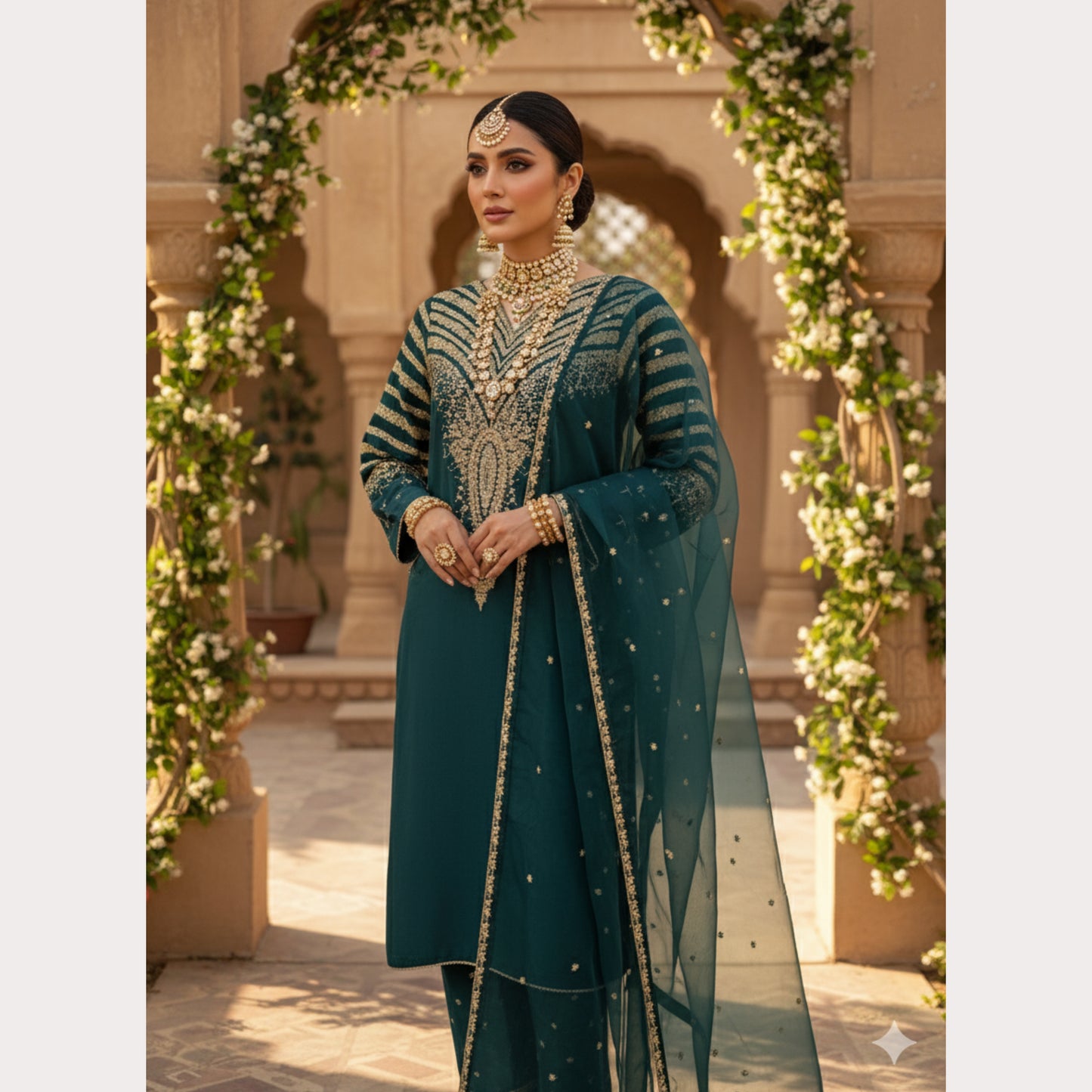 UA-122 Luxury Embroidered Viscose Linen 3 Pc Party Wear Collection