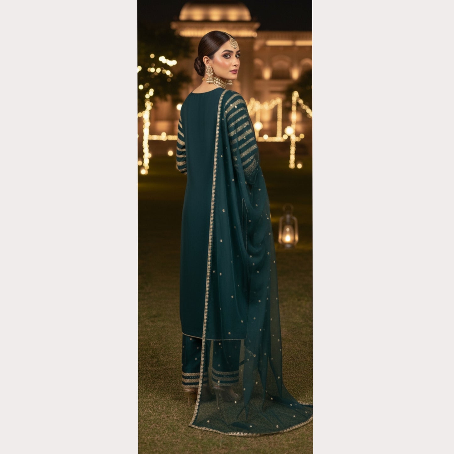 UA-122 Luxury Embroidered Viscose Linen 3 Pc Party Wear Collection