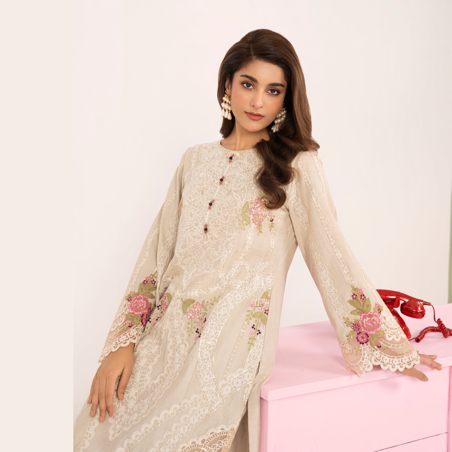 UA-124 Embroidered khaddar 2 Pc Collection | Ready to Wear | Umnaa