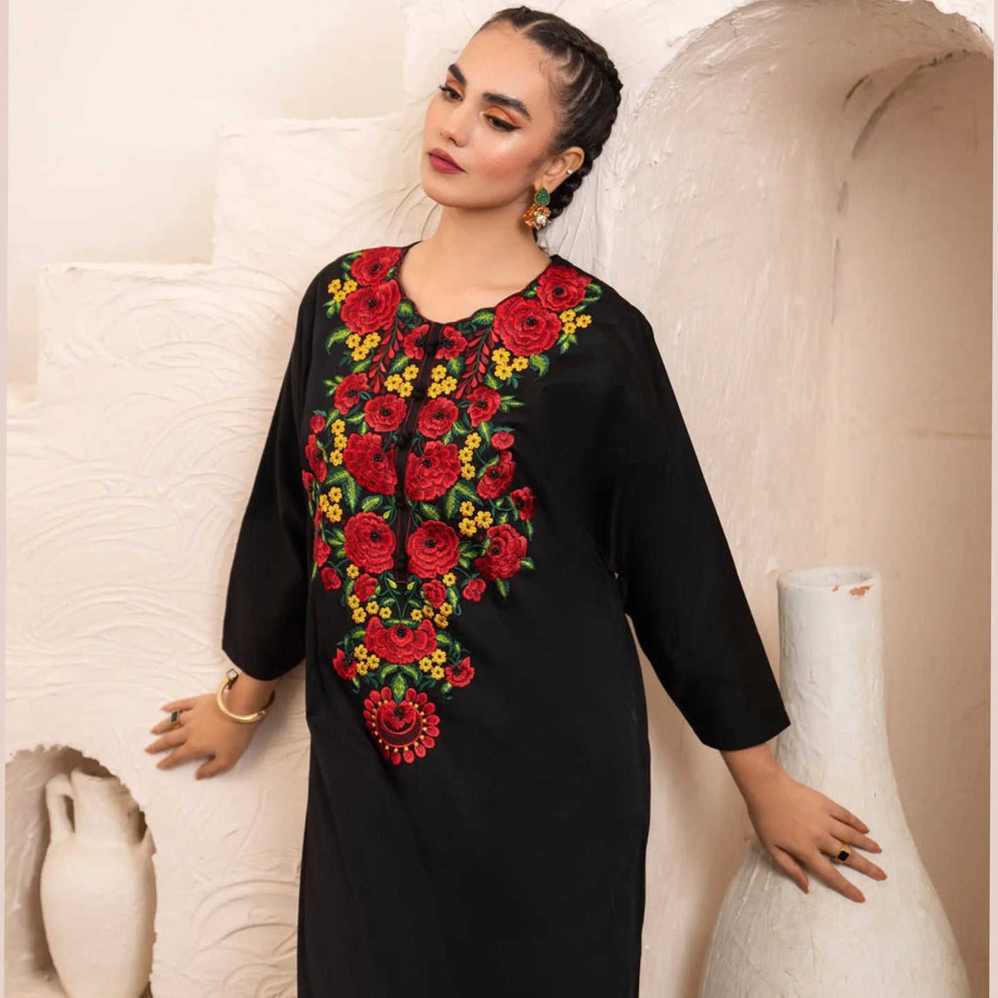 USP-02 Embroidered 2 pc Cotton Satin Co-Ords Dress by Sha Posh | Pakistani Dress Asian Clothes