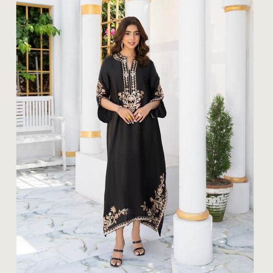 UA-188 Lava Silk Kaftan Dress Embroidered 1 Piece Festive Wear by Umnaa