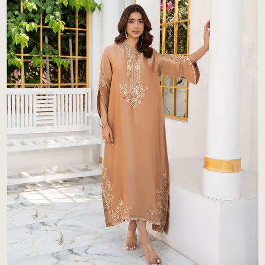 UA-188 Lava Silk Kaftan Dress Embroidered 1 Piece Festive Wear by Umnaa