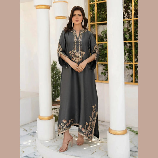 UA-188 Lava Silk Kaftan Dress Embroidered 1 Piece Festive Wear by Umnaa