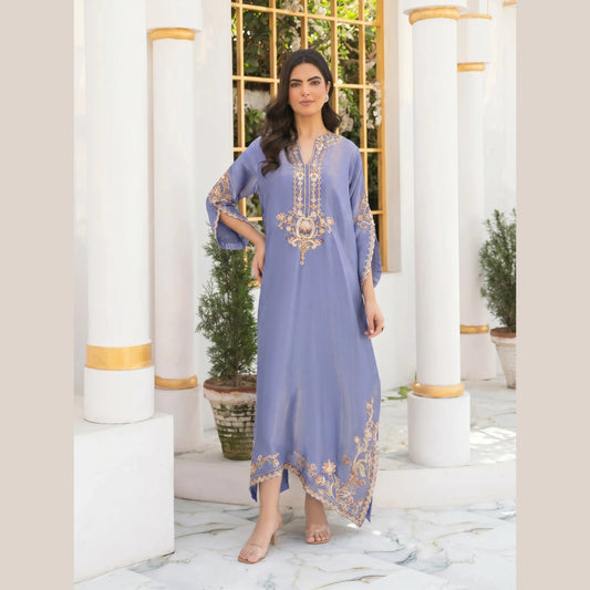 UA-188 Lava Silk Kaftan Dress Embroidered 1 Piece Festive Wear by Umnaa