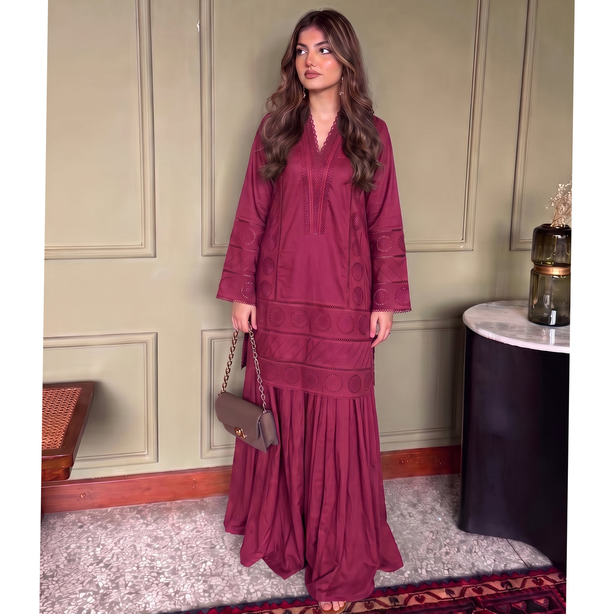 RA-41 Linen Chikankari 2 Piece Sharara | Raniya.h